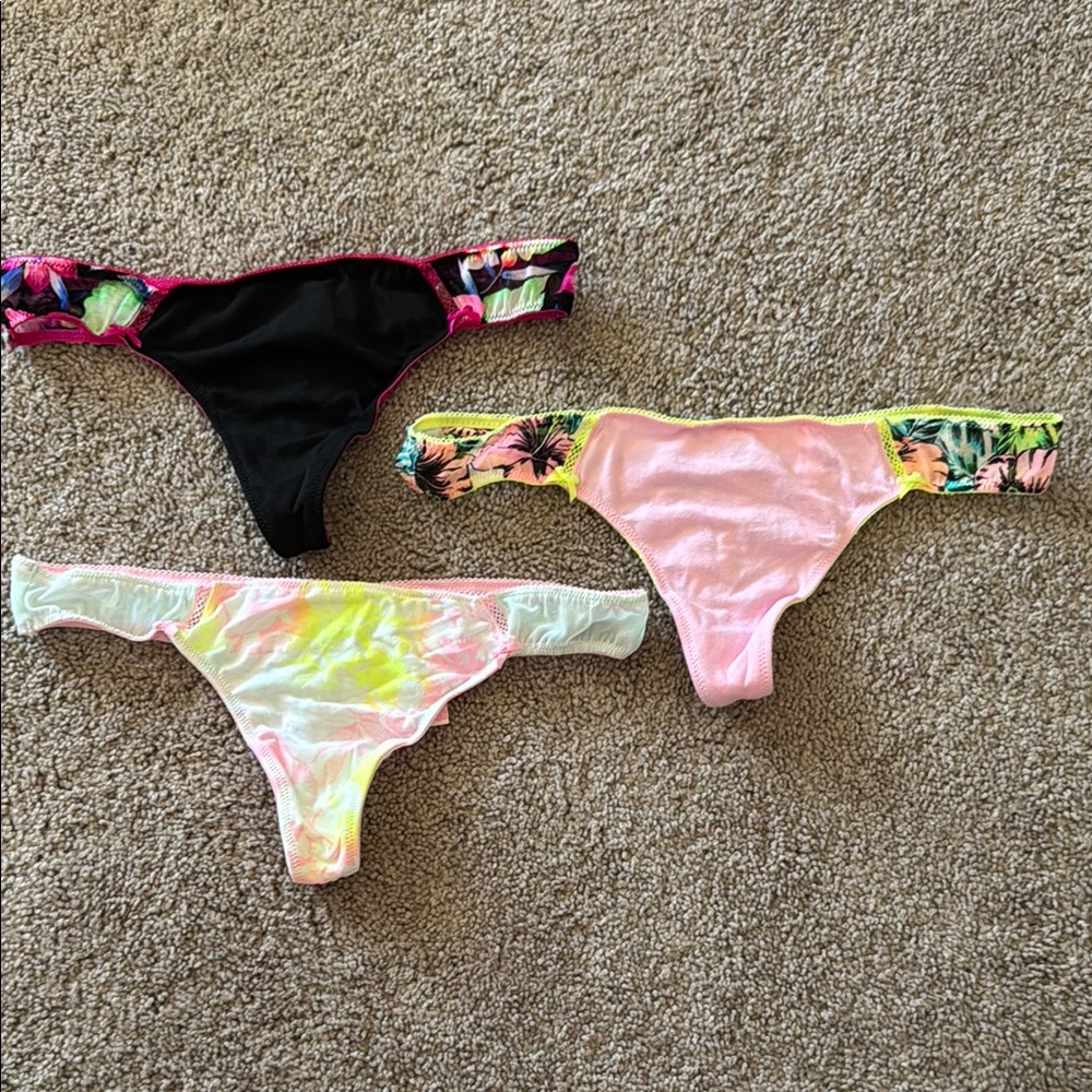 NWOT set of THREE Victoria's Secret PINK extra low rise thong